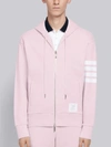 THOM BROWNE THOM BROWNE LIGHT PINK CLASSIC LOOPBACK JERSEY 4-BAR ZIP-UP HOODIE,MJT022H0053514123966