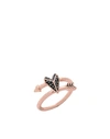 KARL LAGERFELD KARL LAGERFELD HEARTS AND ARROWS BYPASS WOMAN RING COPPER SIZE 7.25 BRASS, SWAROVSKI CRYSTAL,50243670US 7