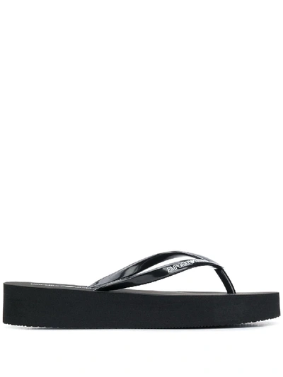 Emporio Armani Flip-flops Mit Plateausohle In Black