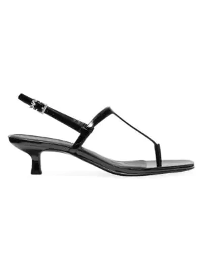Michael Kors Tasha Patent Leather Slingback Thong Sandals In Black