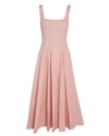 Staud Wells Dart-tucked Cotton-blend Poplin Midi Dress In Pink