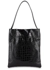 TL-180 LE FAZZOLETTO BLACK LEATHER TOTE,3747401