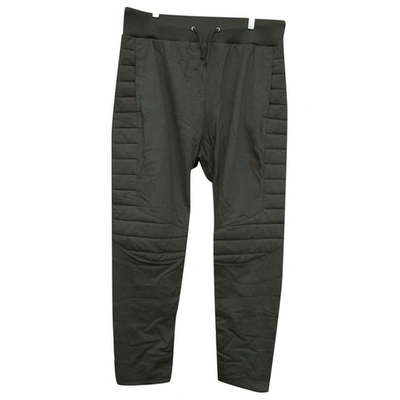 Pre-owned Balmain Khaki Cotton Trousers