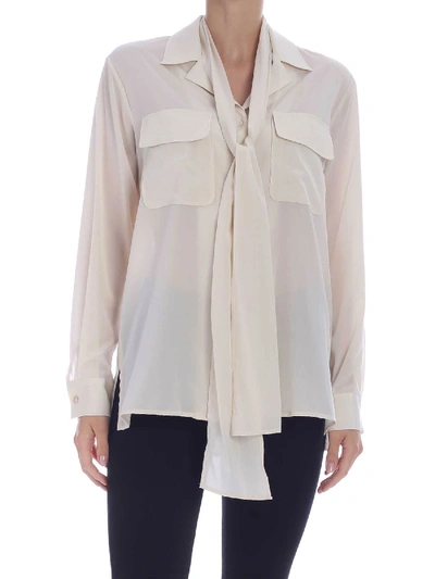 Ballantyne Pockets Silk Shirt In Ivory Colour In White