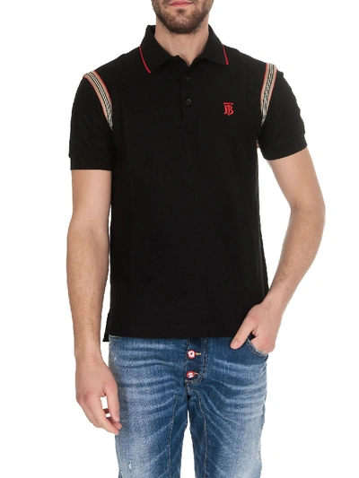 Burberry Embroidered Logo Polo Shirt In Black