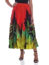 Valentino Mirrored Monkeys Forest Pleated Skirt In Multi
