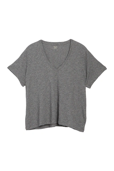 Madewell V-neck Short Sleeve T-shirt (regular & Plus Size) In Hthr Mercury