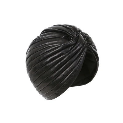 Emily - London Hera Leather Turban In Black
