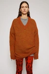 ACNE STUDIOS Oversized v-neck sweater Pumpkin orange