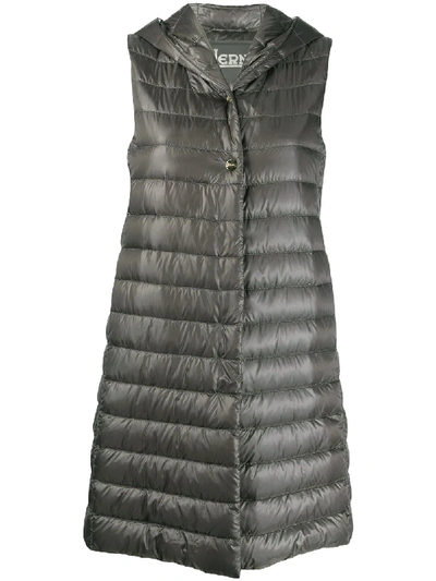 Herno Mid-length Hooded Gilet In Grey