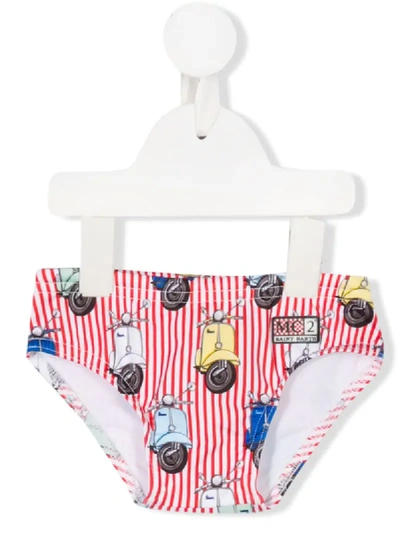 Mc2 Saint Barth Babies' Billy Vespa Swimming Trunks In Red