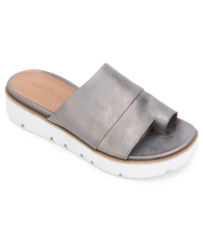 Gentle Souls By Kenneth Cole Women's Lucia Wedge Slides Women's Shoes In Pewter