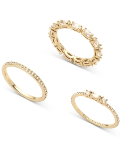 Givenchy Gold-tone 3-pc. Set Marquise Crystal Rings In Silver
