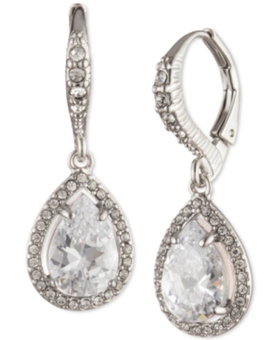 Givenchy Silver-tone Pave & Cubic Zirconia Pear-shape Drop Earrings