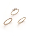 GIVENCHY GOLD-TONE 3-PC. SET CRYSTAL STACK RINGS