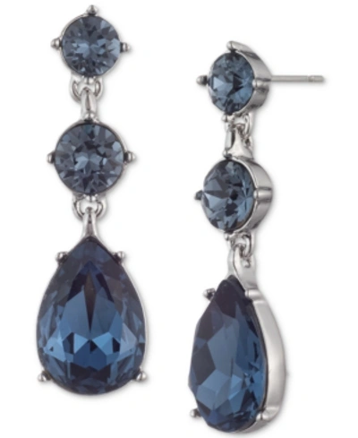 Givenchy Colored Crystal Double Drop Earrings In Silver
