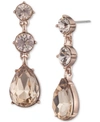 GIVENCHY COLORED CRYSTAL DOUBLE DROP EARRINGS