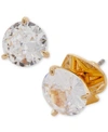 Kate Spade Brilliant Statements Cubic Zirconia Trio-prong Stud Earrings In Clear/gold