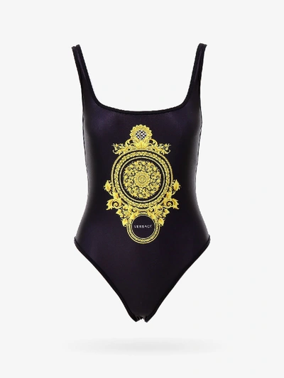 Versace Barocco Print Swimsuit In Black