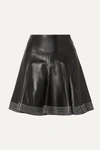 ALAÏA Eyelet-embellished pleated leather mini skirt