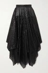 ALAÏA Asymmetric coated cotton-voile midi skirt