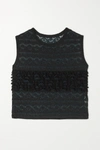 ALAÏA Cropped ruffled stretch-knit and lace top