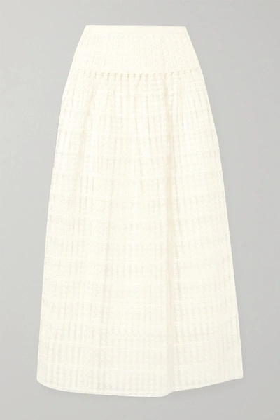 Alaïa Macramé Lace Maxi Skirt In Ivory