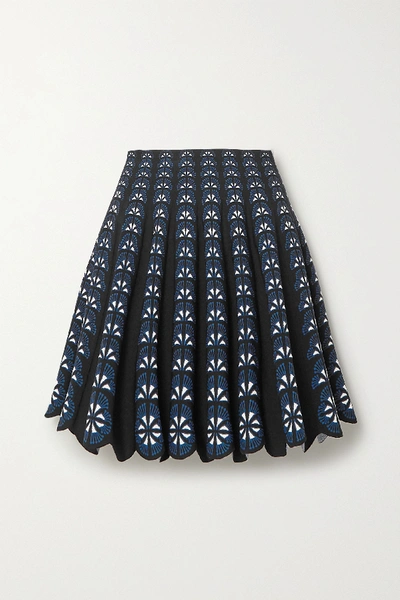 Alaïa Pleated Jacquard-knit Skirt In Black