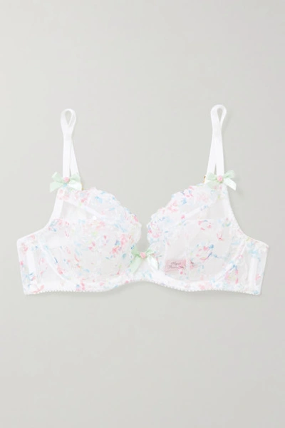 Agent Provocateur Leisha Embroidered Tulle Underwired Bra In White