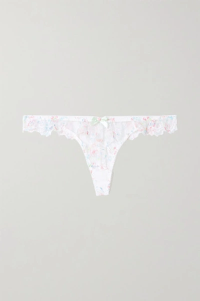 Agent Provocateur Leisha Embroidered Tulle Thong In White