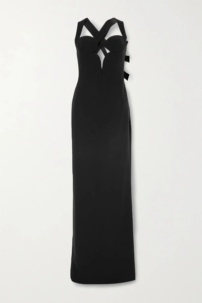 Versace Cutout Stretch-crepe Gown In Black