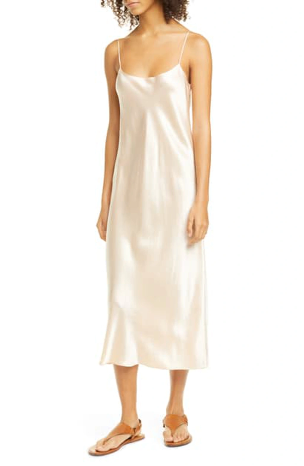 Vince Satin Midi Slipdress In Lychee ModeSens