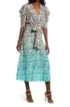 AFRM ELLIS SNAKE PRINT DIP DYE MIDI DRESS,AED020295