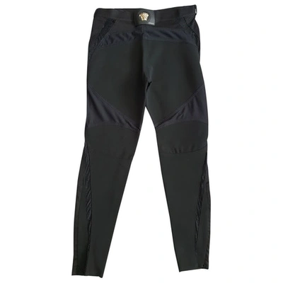 Pre-owned Versace Black Spandex Trousers