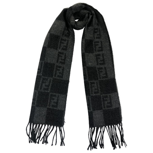 Pre-Owned Fendi Grey Wool Scarf | ModeSens