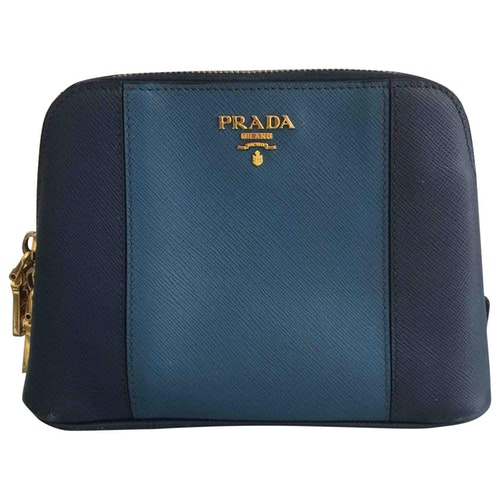 Pre-Owned Prada Blue Leather Clutch Bag | ModeSens