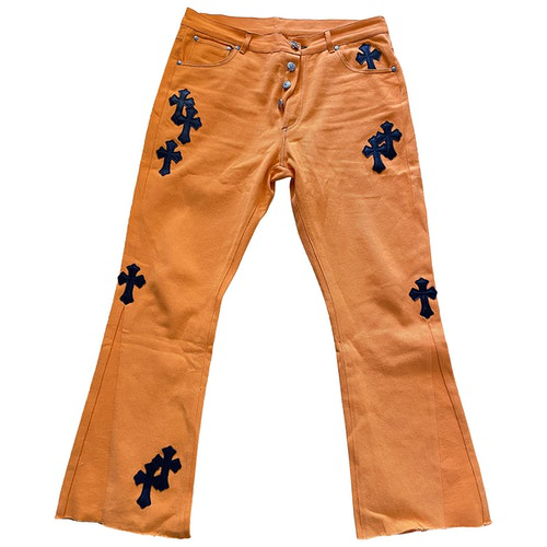 Pre-Owned Chrome Hearts Orange Cotton Jeans | ModeSens