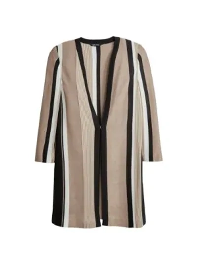 Misook Striped Long Knit Jacket In Machiatto Multi