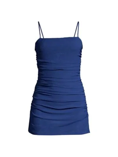 Weworewhat Ronnie Ruched Dress In Blue Depths