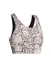 Varley Basset Python Print Sports Bra In Ivory Cobra