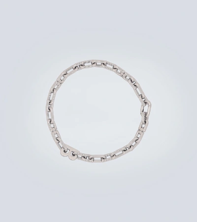 Balenciaga Silver Thin B Chain Necklace In Metallic