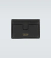 Tom Ford Soft Grain Leather T Line Classic Card Holder In Black