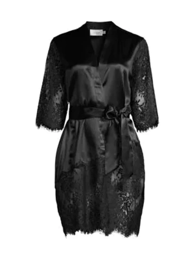 Ginia Blaise Silk Lace Robe In Black