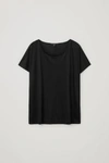 Cos Lyocell-organic Cotton Mix Square Cut T-shirt In Black