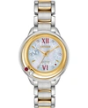 CITIZEN ECO-DRIVE WOMEN'S SNOW WHITE DIAMOND-ACCENT TWO-TONE STAINLESS STEEL BRACELET WATCH 33MM