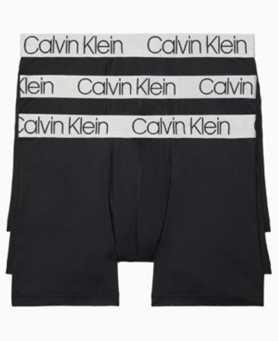 Calvin Klein Men's 3-pack Chromatic Microfiber Boxer Brief Underwear In Black