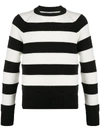 AMI ALEXANDRE MATTIUSSI STRIPED COTTON-BLEND SWEATER