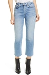 Re/done High-rise Stovepipe Jeans With Raw-edge Hem In Light Stone