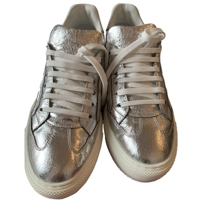 Pre-owned Ferragamo Silver Exotic Leathers Trainers