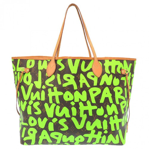 Pre-Owned Louis Vuitton Neverfull Green Cloth Handbag | ModeSens